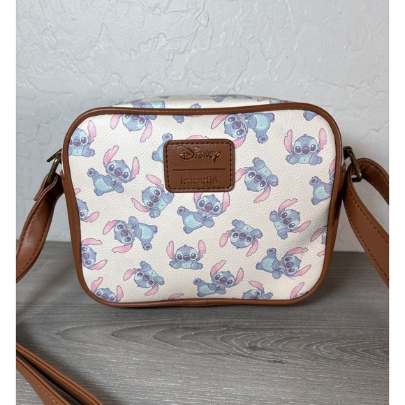 Loungefly Handbags - Loungefly Disney Lilo & Stitch Crossbody Bag Cream Brown Faux Leather Camera Bag